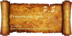 Presovszky Saul névjegykártya
